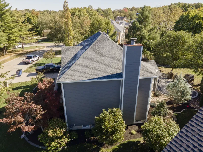 Aerial view of roof fixed by Brandon J Roofing