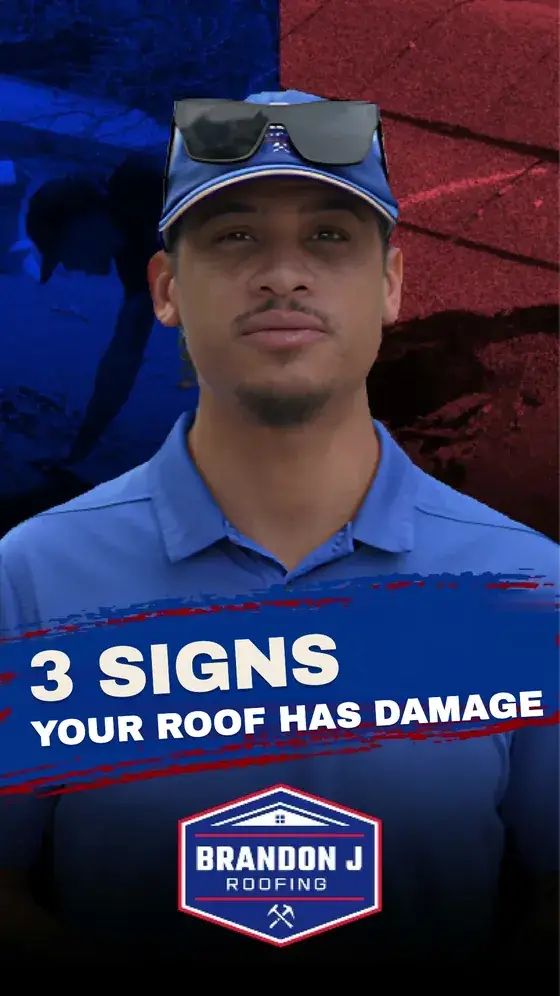 Nate Desemone outside a home explaining signs of roof damage