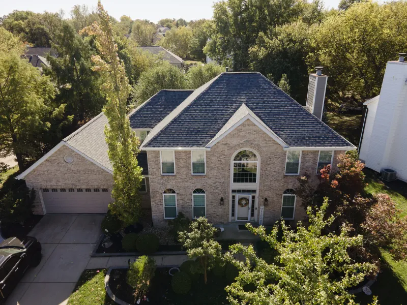Aerial view of roof fixed by Brandon J Roofing